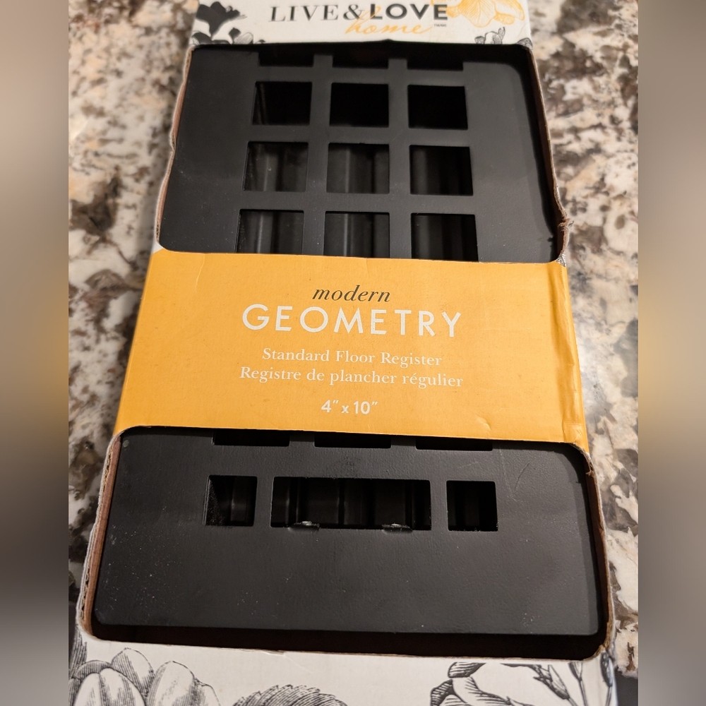 Modern geometry floor register, 4"x10"
